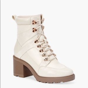 Cream Lace-Up Booties